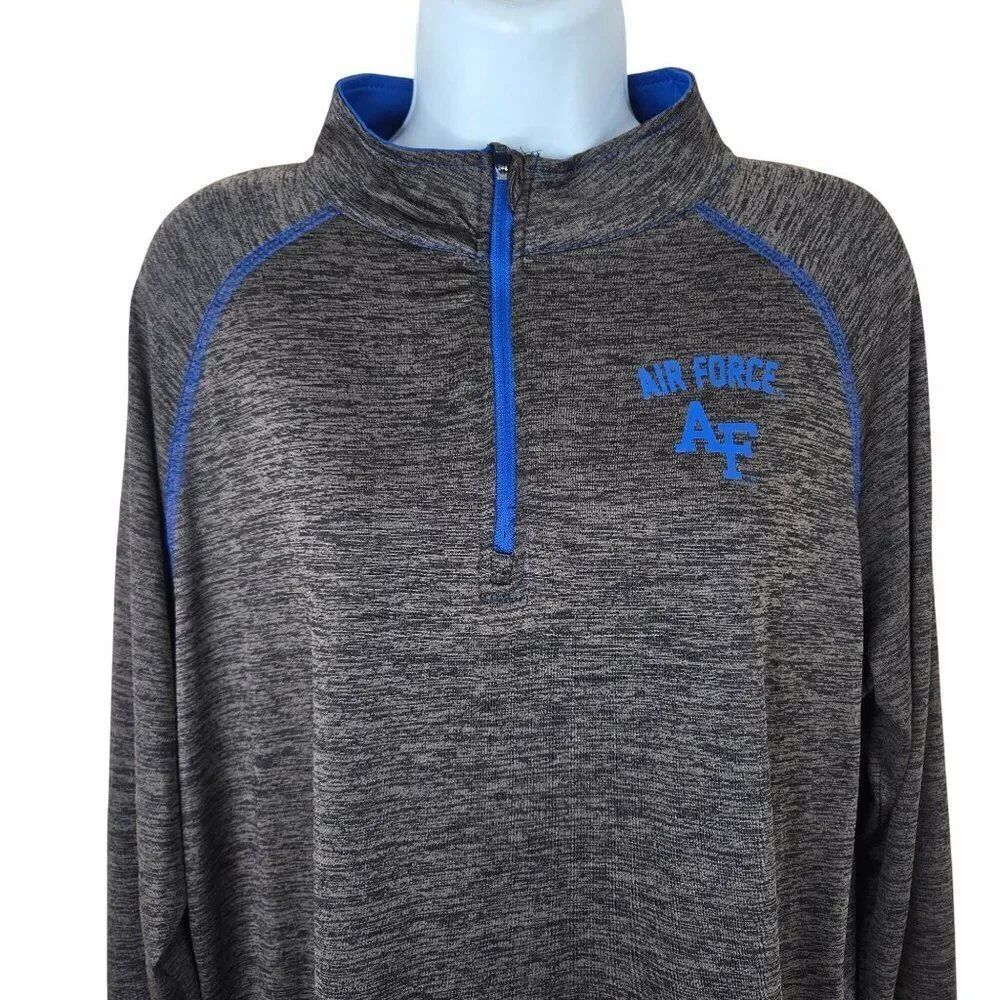 Air Force AF Quarter Zip Pullover Shirt Top Womens Size XXL Gray Blue